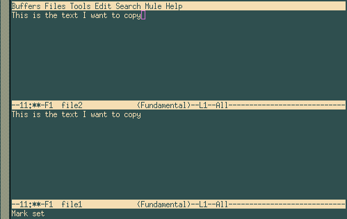 Emacs, после того, как блок скопирован