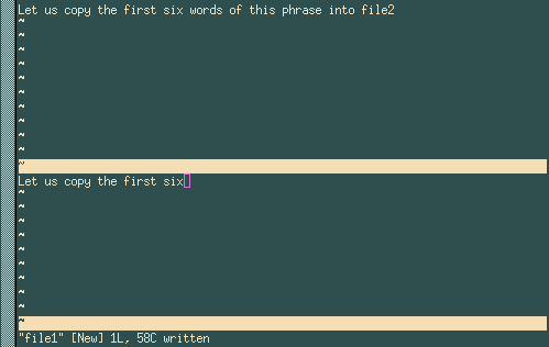 VIM, после того, как скопирован текстовый блок